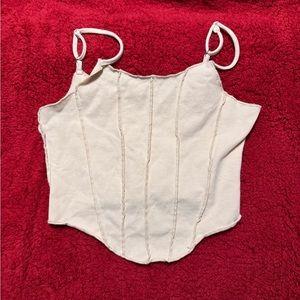 Cream cropped tank top